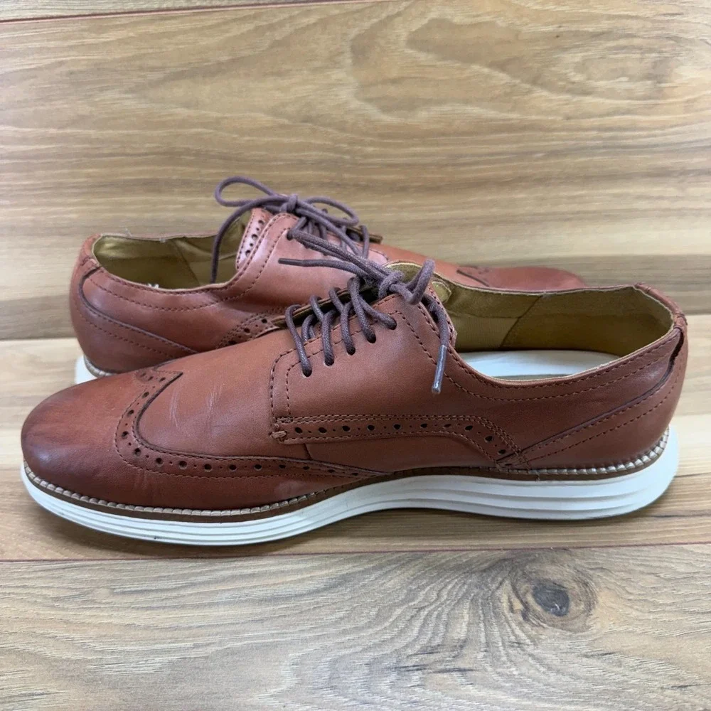 Cole Haan Zero Grand Wingtip Oxfords Mens 10 M Tan Leather Business Casual